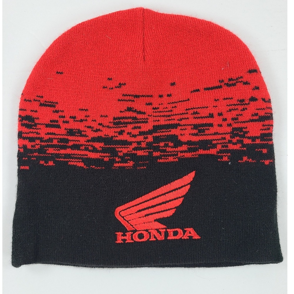 Honda‎ Racing Beanie Hat Red Black Knit Skull Cap Embroidered Logo One Size